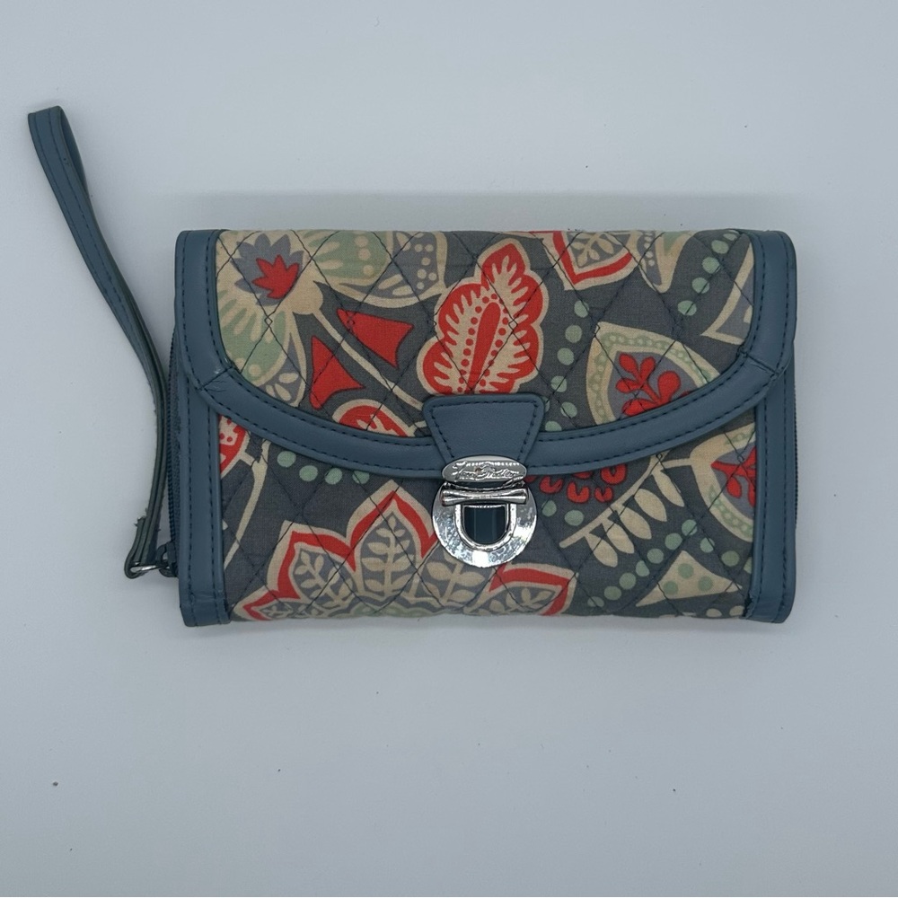 Vera Bradley Gray and Red Floral Wristlet